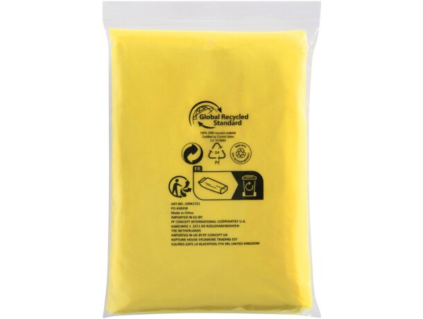 Poncho desechable reciclado Mayan con capucha Amarillo detalle 17