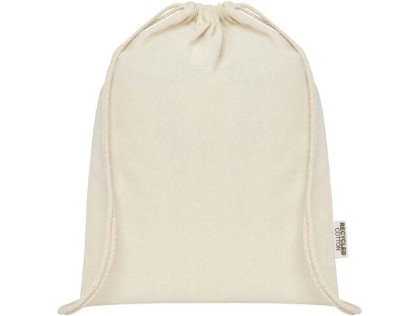 Bolsa con cordón Oregon de algodón reciclado certificado GRS Natural detalle 1