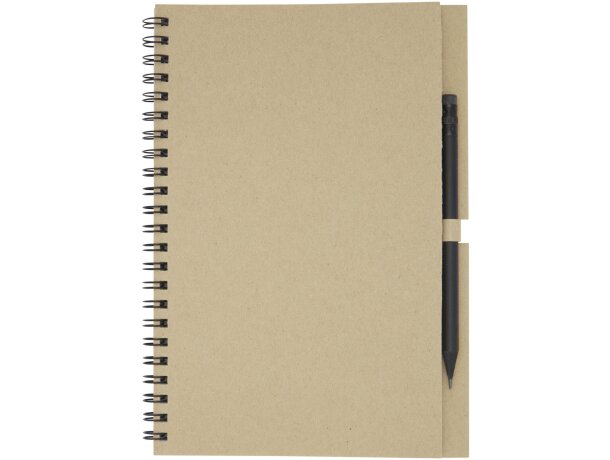 Libreta mediana con espiral y lápiz Luciano Eco Natural detalle 2
