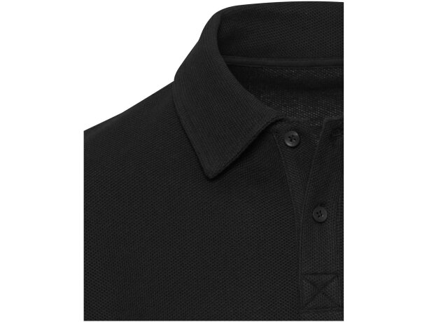 Polo manga larga Apollo algodón piqué unisex corporativo Negro intenso detalle 4