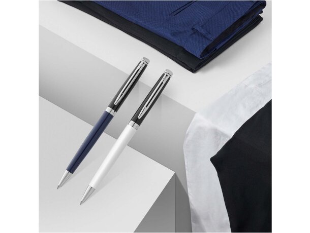 Bolígrafo Waterman Hemisphere bloques color ribete plateado Blanco/negro intenso detalle 4