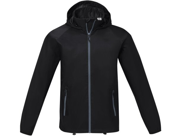 Chaqueta ligera impermeable hombre Dinlas con capucha enrollable Negro intenso detalle 20