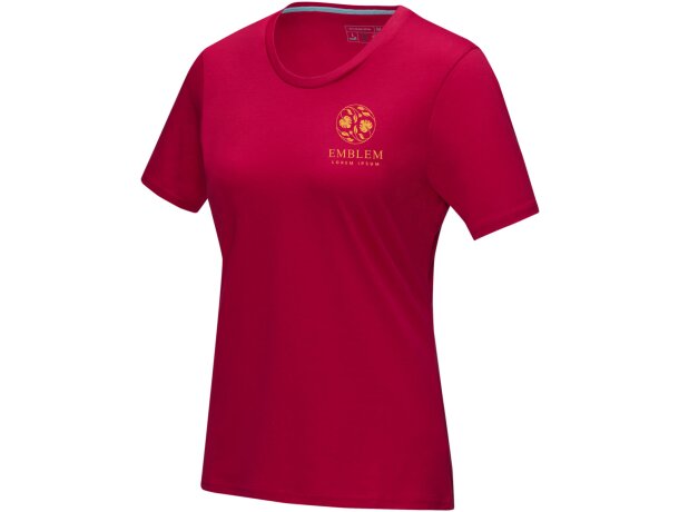 Camiseta orgánica GOTS de manga corta para mujer Azurite Rojo detalle 5