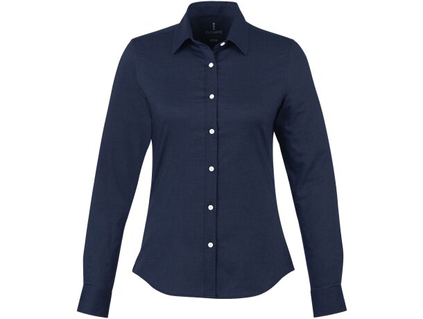 Camisa Oxford manga larga mujer Vaillant algodón 142 g/m² Azul marino detalle 15
