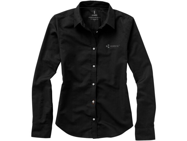 Camisa Oxford manga larga mujer Vaillant algodón 142 g/m² Negro intenso detalle 23