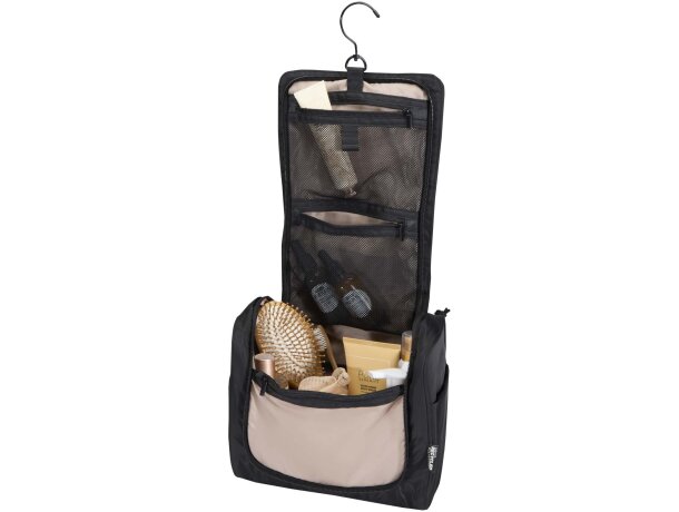 Neceser colgante Puffer de 8L con poliéster reciclado certificado GRS Negro intenso detalle 4
