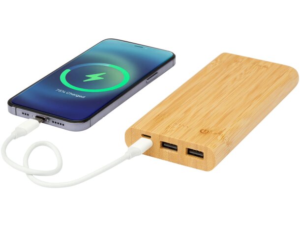 Batería externa bambú Tulda 10000 mAh certificación FSC Natural detalle 7