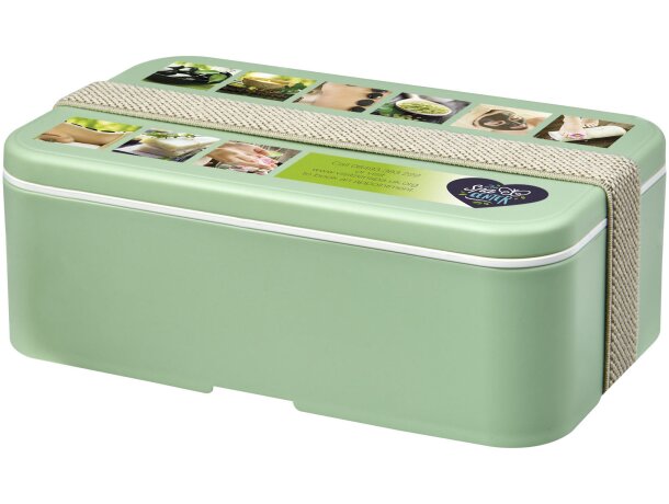 Fiambrera sostenible 700ml MIYO Renew de bioplástico Verde marino/gris piedra detalle 1