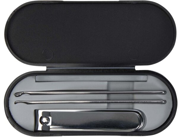 Set manicura Beautix con lima vidrio y cortaúñas acero Negro intenso detalle 2