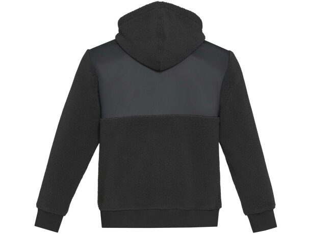 Sudadera unisex polar sherpa reciclado Evans con capucha Negro intenso detalle 3