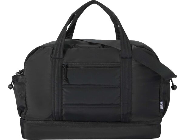 Bolsa de lona Puffer 30L con poliéster reciclado certificado GRS Negro intenso detalle 2