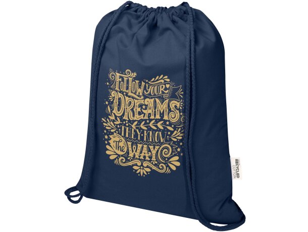 Bolsa con cuerdas Peru Blend de algodón reciclado GRS 5L Azul marino detalle 15