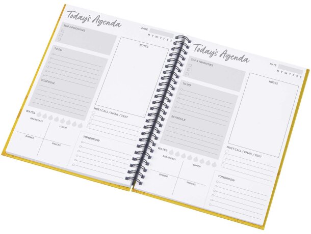 Diario A5 tapa dura Desk-Mate con papel certificado FSC Blanco/negro intenso detalle 6