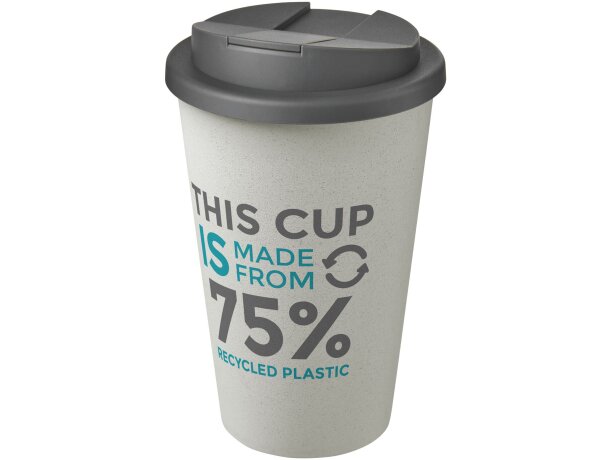 Vaso de plástico con cierre clip y tapa de rosca pp reciclado 350ml Gris/blanco detalle 9