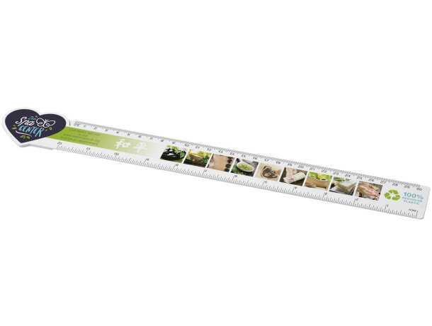 Regla de plástico reciclado Tait con forma de corazón 30 cm Blanco detalle 3