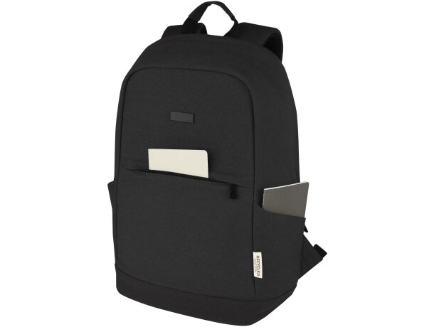 Mochila antirrobo Joey 18L portátil 15,6 lona reciclada GRS Negro intenso detalle 5