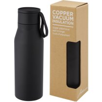 Botella de acero inoxidable con aislamiento al vacío de cobre de 500 ml con tapa y correa de cuero de poliuretano Ljungan Botella de acero inoxidable con aislamiento al vacío de cobre de 500 ml con tapa y correa de cuero de poliuretano Ljungan