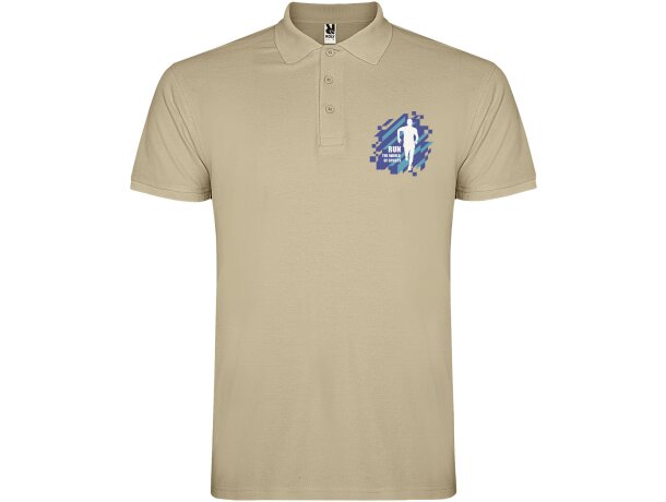 Polo manga corta hombre Star Roly 100% algodón piqué 200 g/m² Arena detalle 17