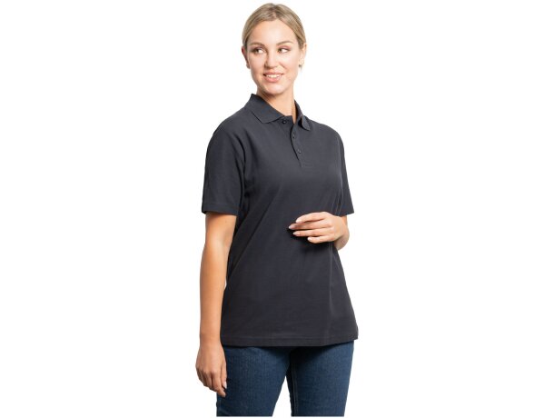 Polo manga corta unisex Austral Roly algodón piqué corporativo Negro intenso detalle 6