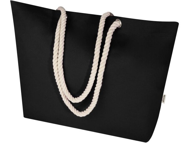 Bolsa tote de playa algodón reciclado certificado GRS Florida Negro intenso/negro intenso detalle 10