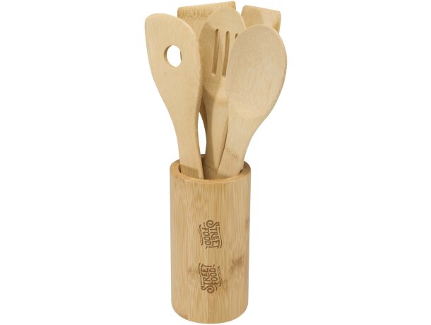 Set de utensilios de cocina de bambú Tala con soporte Madera detalle 1
