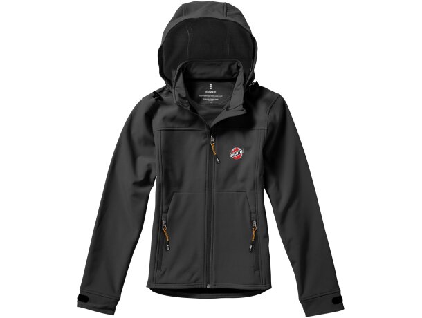 Chaqueta softshell mujer Langley corte entallado impermeable Antracita detalle 22