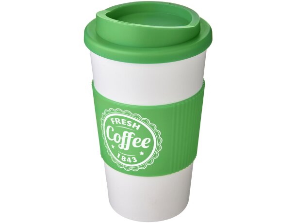 Vaso térmico 350ml con agarradera Americano Blanco/verde detalle 105