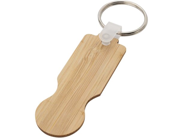 Llavero con moneda para carrito de bambú Ronan Natural detalle 4