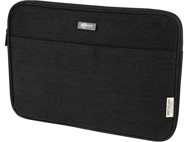 Funda para portátil de 14 pulgadas Joey de lona reciclada GRS Negro intenso detalle 1