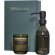 Set Wellmark Discovery dispensador jabón 250 ml con vela 150 g Negro intenso