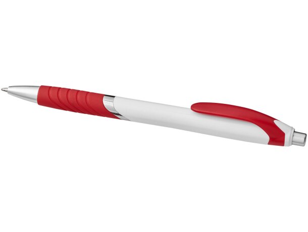 Bolígrafo blanco con empuñadura de goma Turbo con logo
