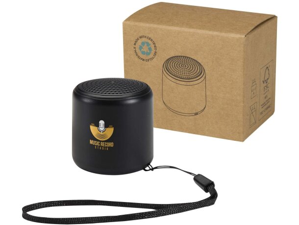 Altavoz Bluetooth Velkis con plástico reciclado y correa Negro intenso detalle 7