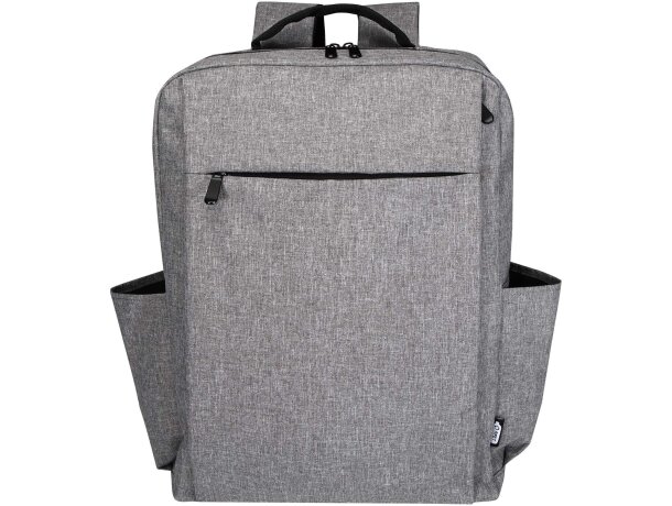 Mochila portátil 15 pulgadas Libra poliéster reciclado GRS Gris mezcla detalle 7