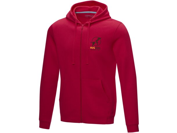 Sudadera con capucha y cremallera Ruby para hombre sostenible Rojo detalle 6
