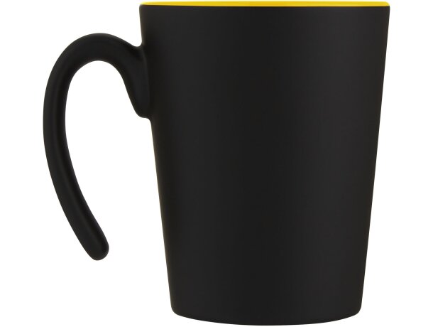 Taza de cerámica con asa Oli 360 ml personalizable Amarillo/negro intenso detalle 6