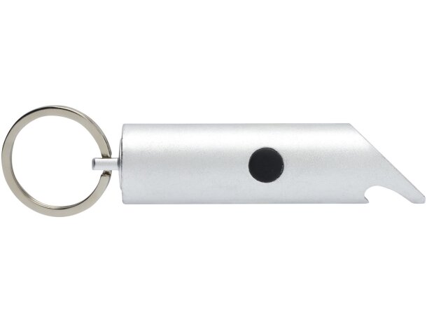 Llavero linterna led flare con abrebotellas aluminio reciclado Plateado detalle 5