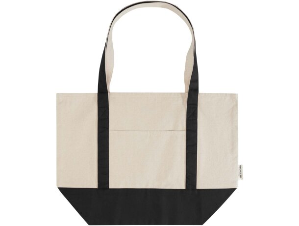 Bolsa tote de algodón reciclado certificado GRS Sam Negro intenso/natural detalle 2