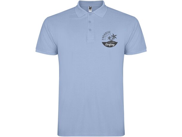 Polo manga corta hombre Star Roly 100% algodón piqué 200 g/m² Azul celeste detalle 21