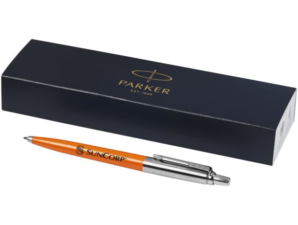 Estuche de bolígrafo promocional elegante Parker para grabar Naranja/plateado detalle 35