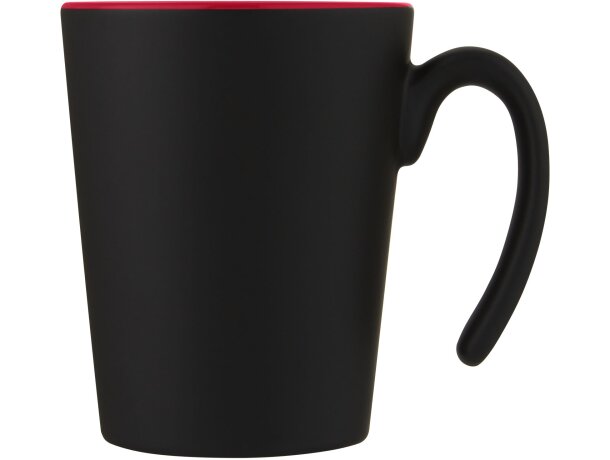 Taza de cerámica con asa Oli 360 ml personalizable Rojo/negro intenso detalle 8