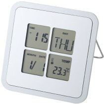 Reloj de sobremesa con termómetro y alarma personalizado plata Reloj de sobremesa con termómetro y alarma personalizado plata