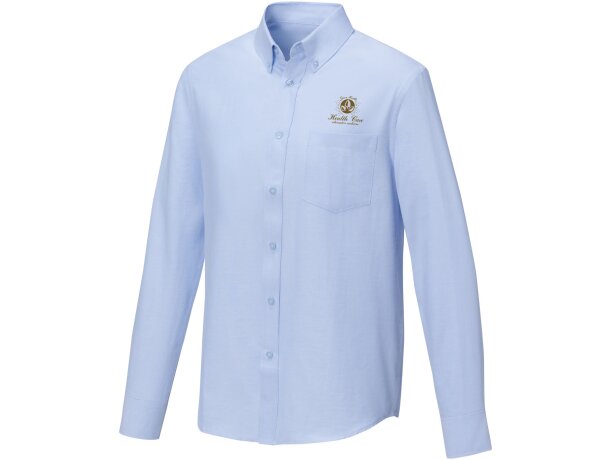 Camisa manga larga hombre Pollux Oxford CVC personalizable Azul claro detalle 6