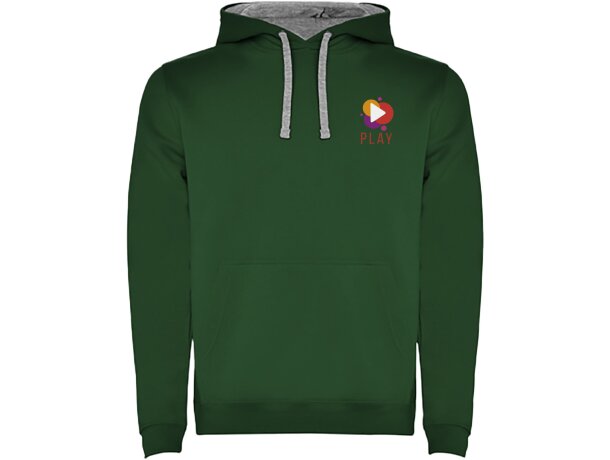Sudadera con capucha para hombre Urban Roly Verde botella/gris jaspeado detalle 61