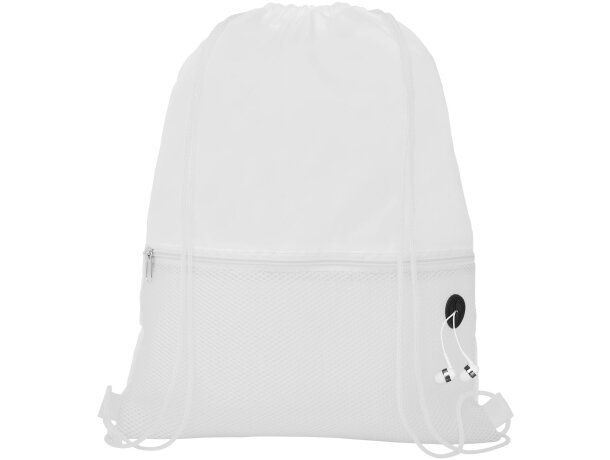 Mochila de cuerdas para empresa poliéster Oriole Blanco detalle 19