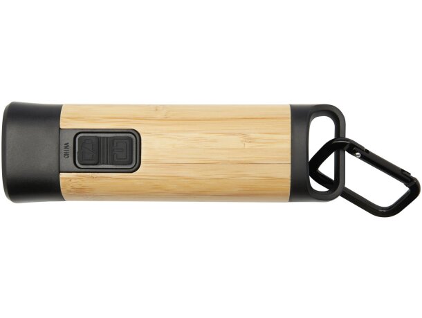 Linterna reciclada con mosquetón de bambú certificado Kuma Natural detalle 1