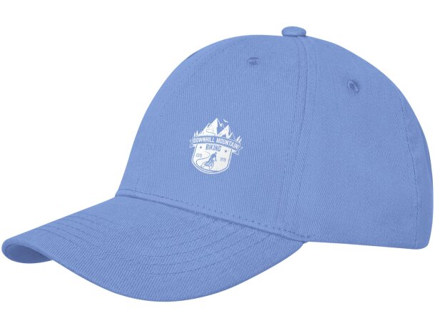 Gorra con visera precurvada y 6 paneles. Ideal para publicidad. Azul claro detalle 23