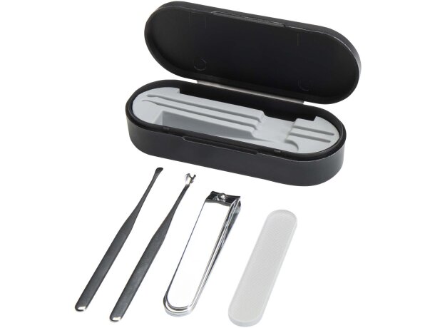 Set manicura Beautix con lima vidrio y cortaúñas acero Negro intenso detalle 3