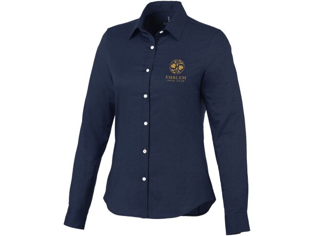 Camisa Oxford manga larga mujer Vaillant algodón 142 g/m² Azul marino detalle 14