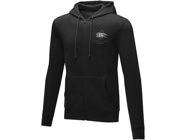 Sudadera con capucha y cremallera completa hombre Theron Negro intenso detalle 35
