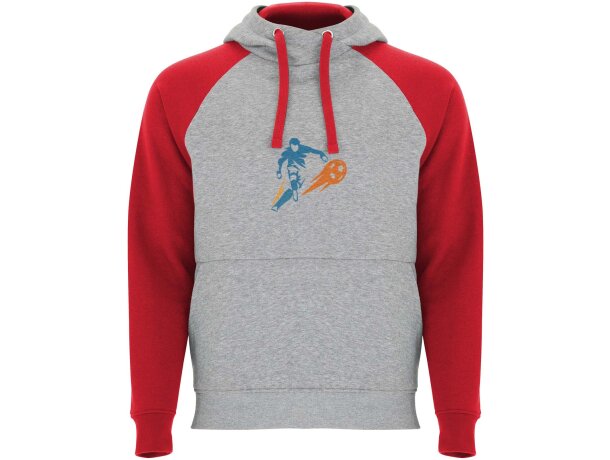 Sudadera con capucha bicolor infantil Roly Badet Gris mezcla/rojo detalle 15